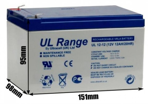 Akumulator AGM ULTRACELL UL 12V 12Ah Akumulator AGM ULTRACELL UL 12V 12Ah