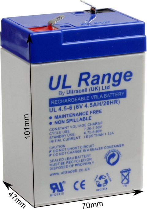 Akumulator AGM ULTRACELL UL 6V 4.5Ah Akumulator AGM ULTRACELL UL 6V 4.5Ah